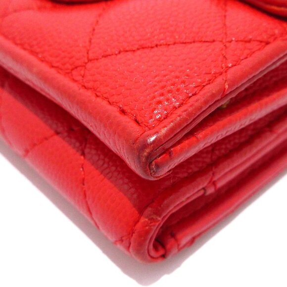 CHANEL Matelasse Red Calfskin Trifold Wallet Gold hardware 740-082025 - Picture 6 of 12